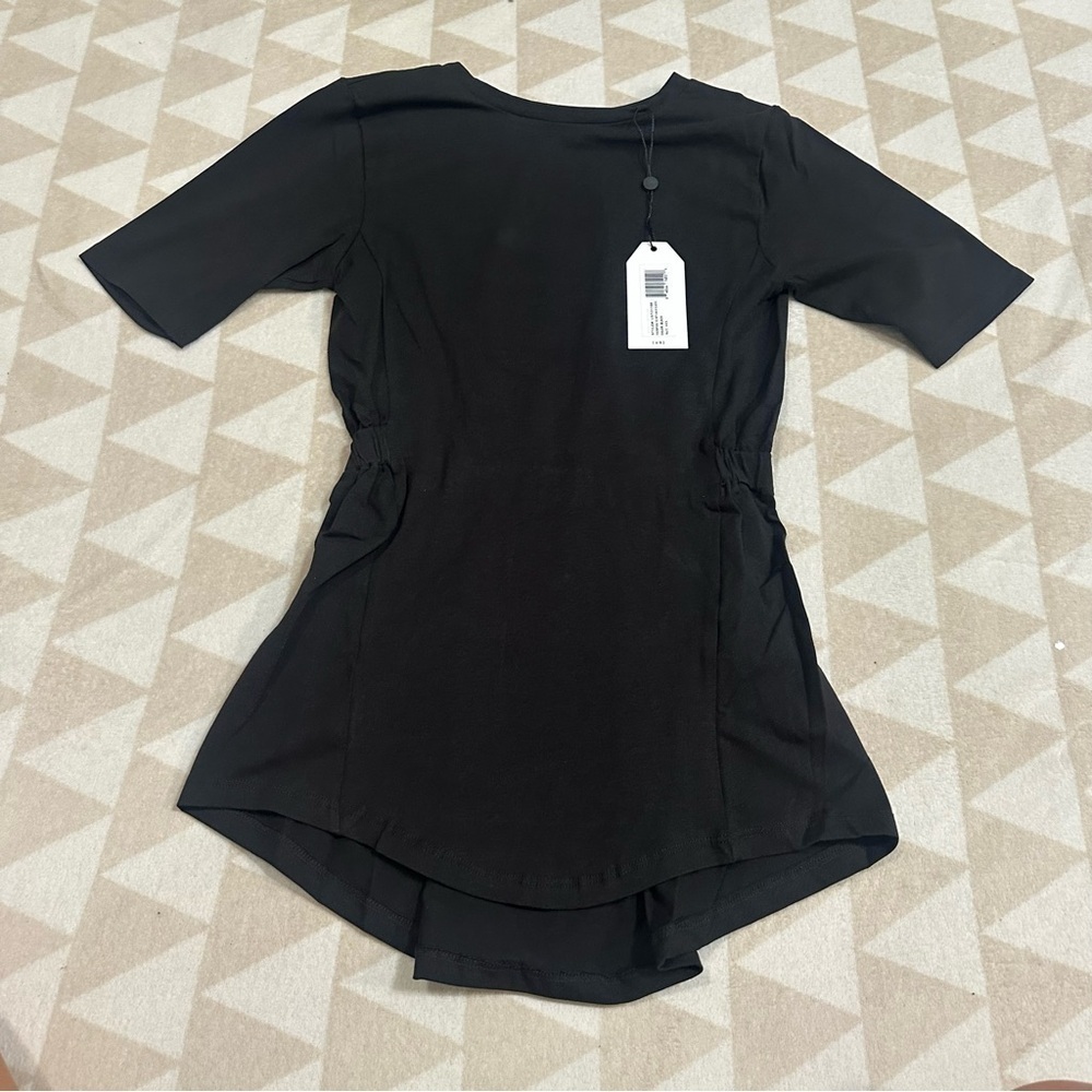 Universal standard black tee shirt with elastic back